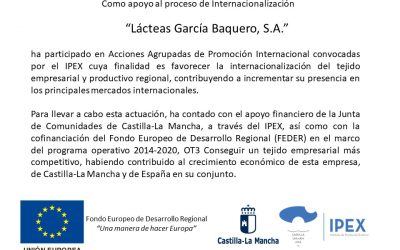 Lácteas García Baquero, S.A. ha participado en Acciones Agrupadas de Promoción Internacional convocadas por el IPEX.