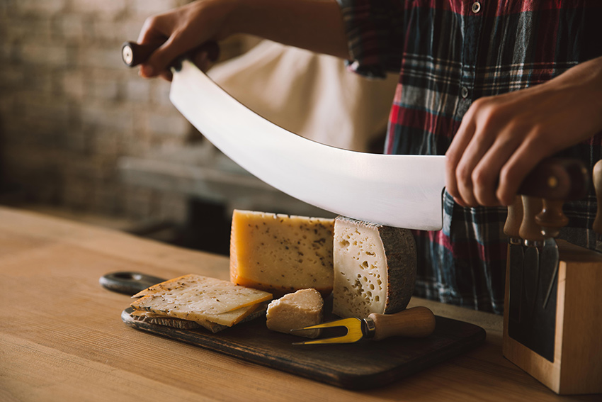 Cuchillo para cortar queso: cuchillo de doble mango para cortar quesos curados como Maestría Curado de García Baquero